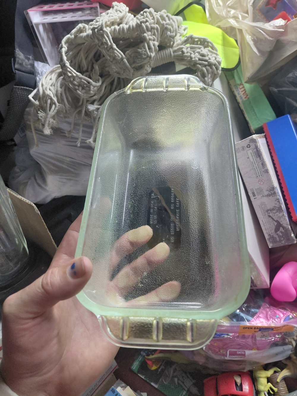 vintage glass loaf pan or small rectangular baking dish glassbake 10"x5"